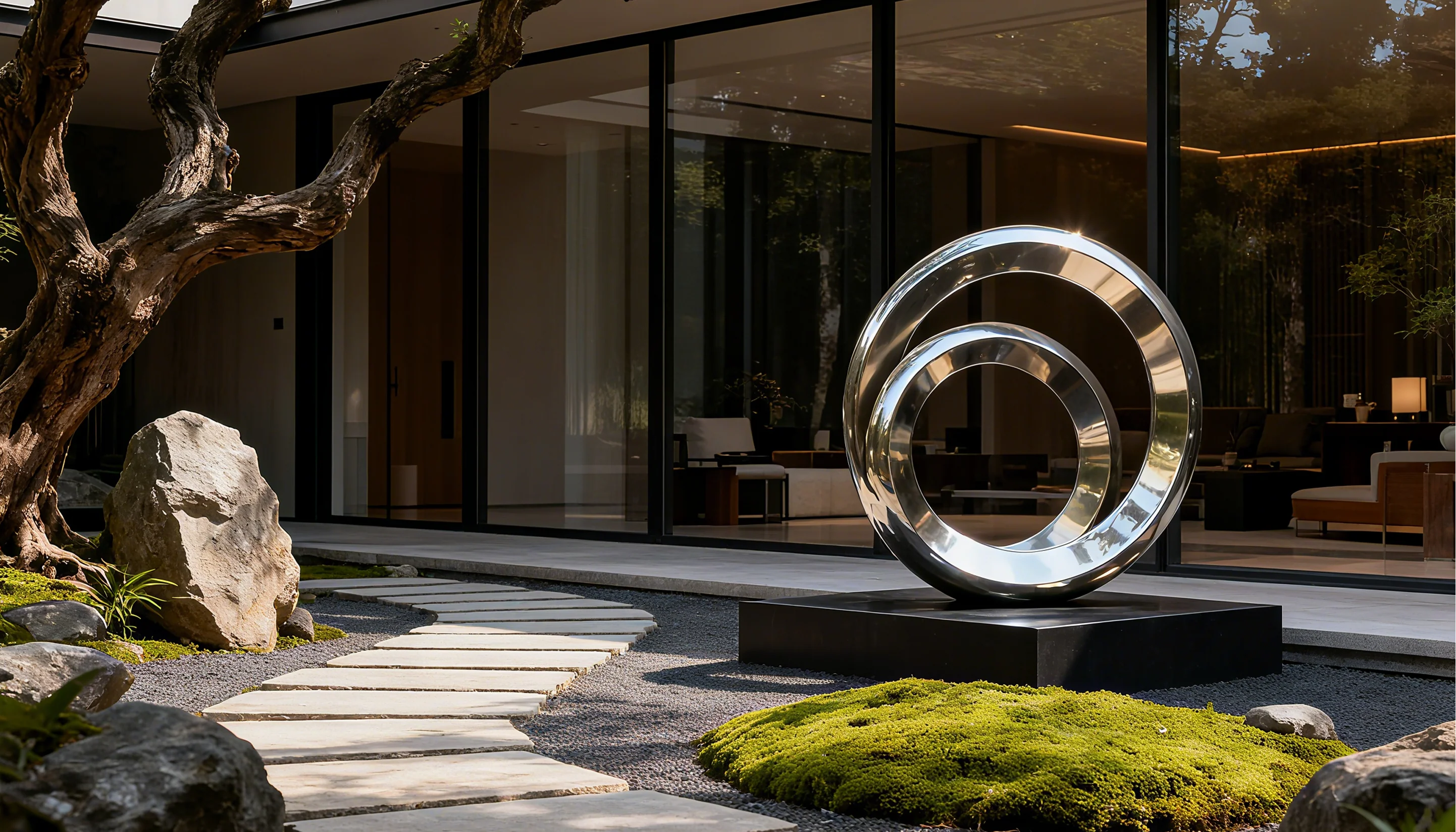 Public art installation in an outdoor environment